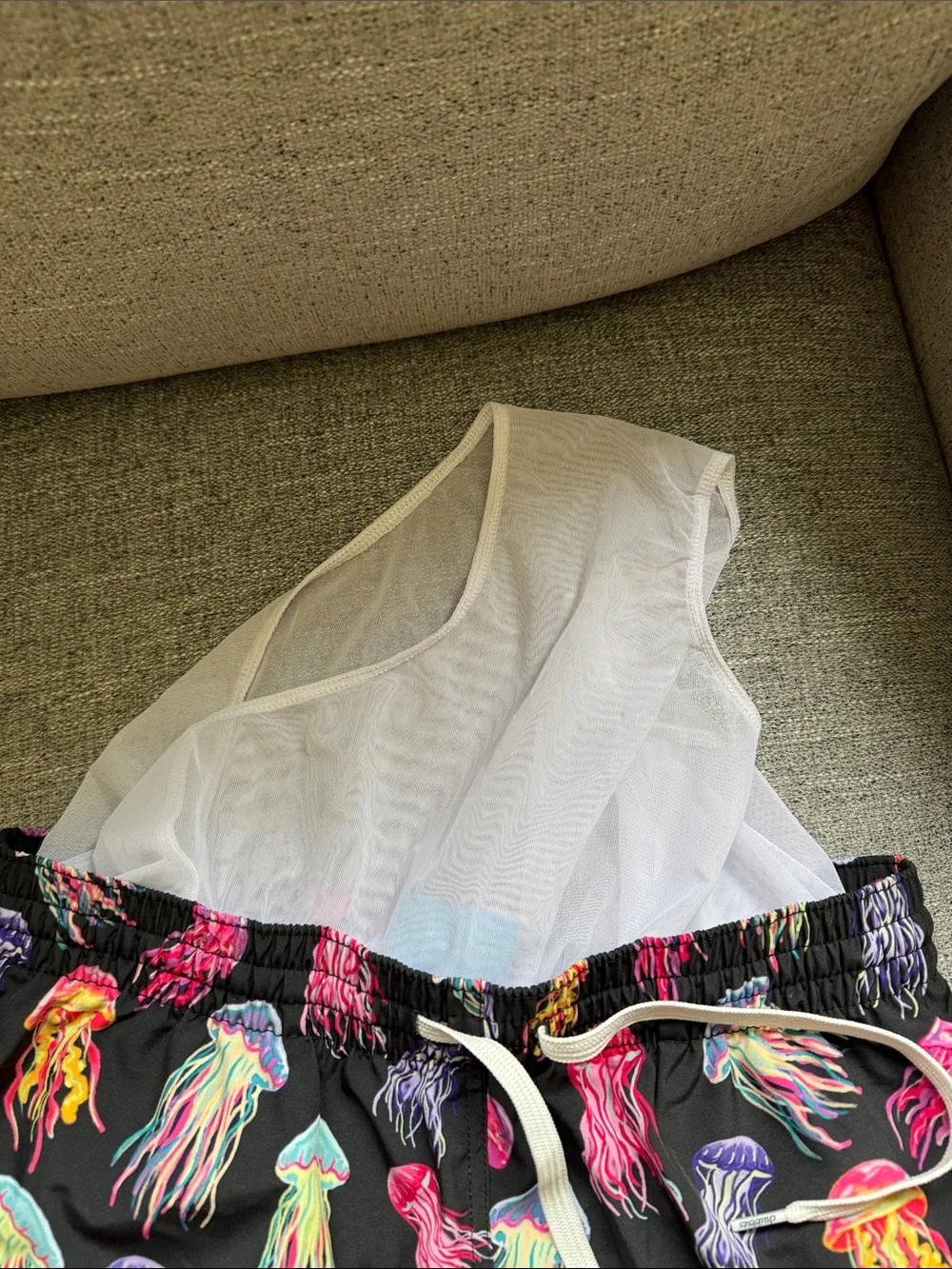 chubbies Black Swim Shorts with Neon Jellyfish Print